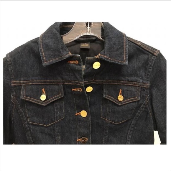 Sean John Cropped Dark Denim Jacket 3/4 Sleeves S - Picture 2 of 7